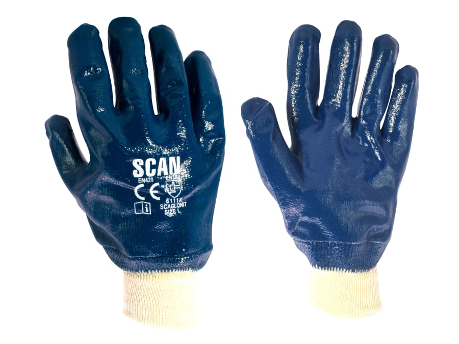 Scan 2301 Nitrile Knitwrist Heavy-Duty Gloves
