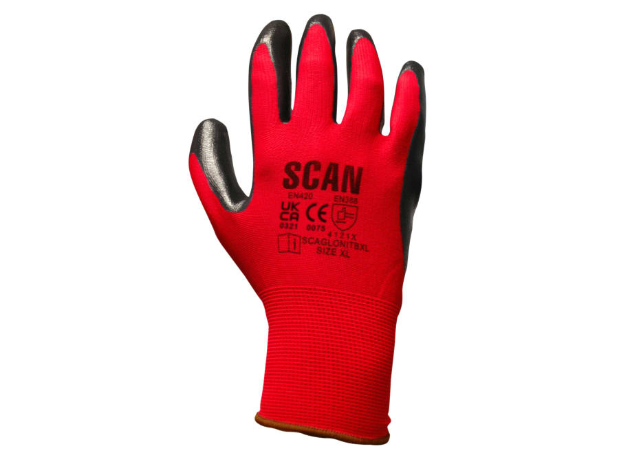 Scan 2ANK33L24 Nitrile Coated Knitted Gloves Size 9