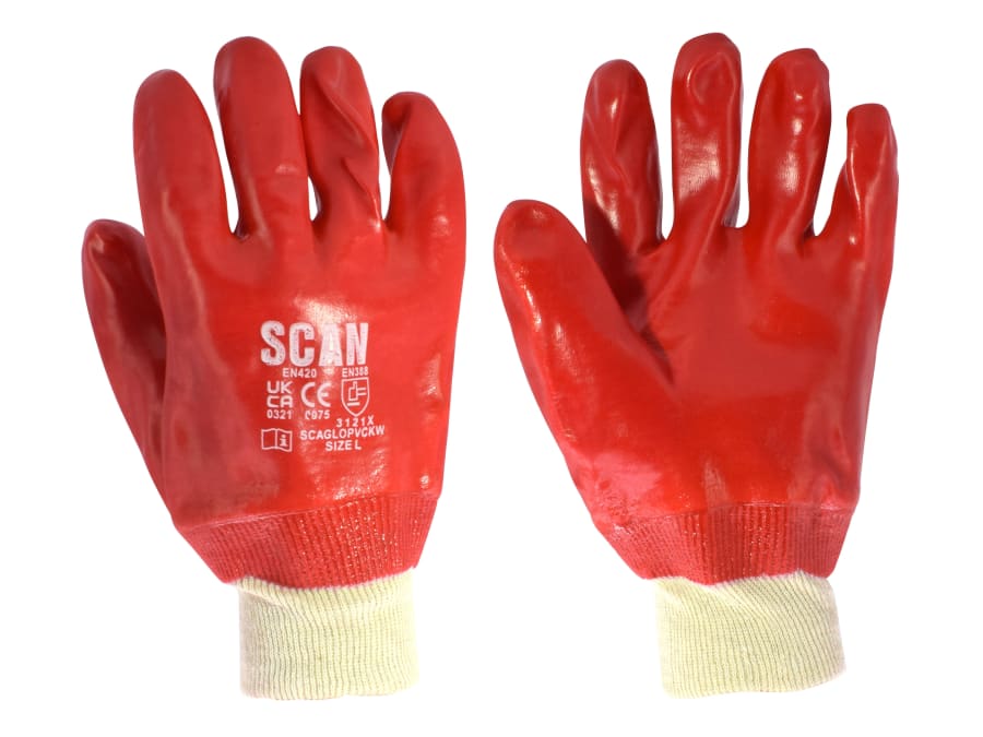 Scan 5002 PVC Knitwrist Gloves-Size L