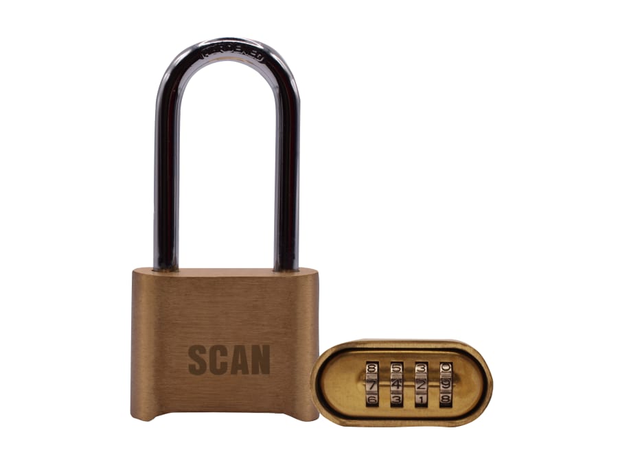 Scan ZA1161L 50mm Combination Padlock Long Shackle