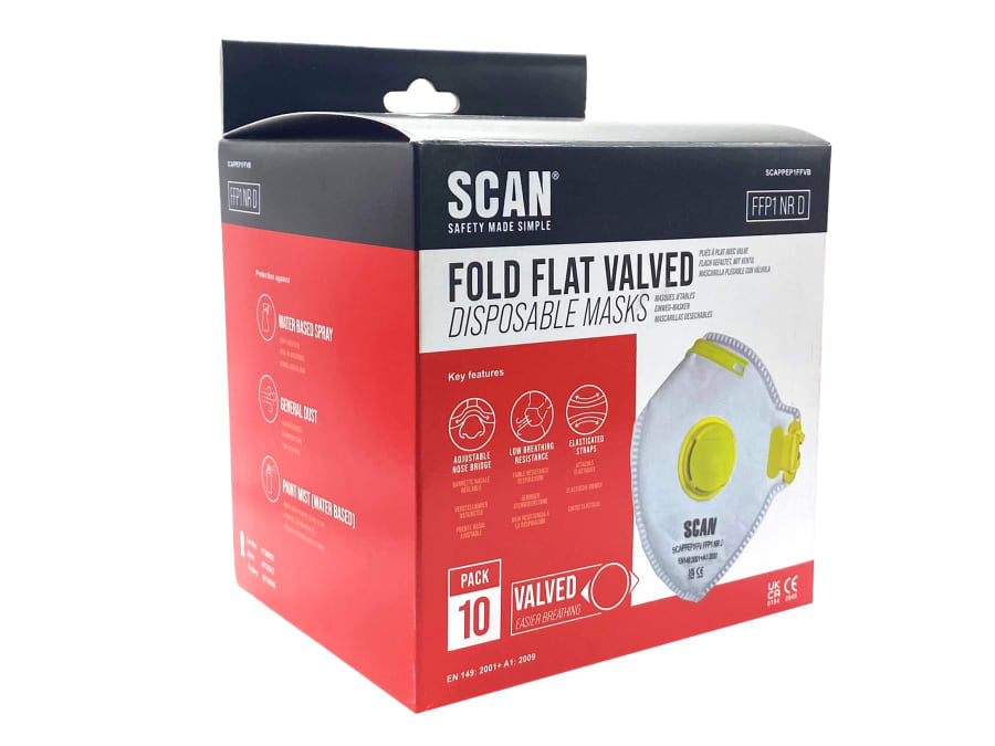 Scan DTC3XFD10 FFP1 Fold Flat Valved Disposable Mask (Pack of 10)