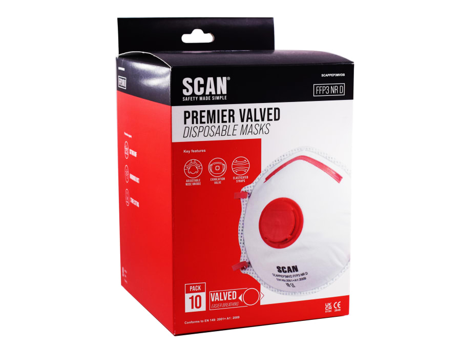 Scan DTC3CFD10 FFP3 Moulded Disposable Valved Masks (Pack 10)