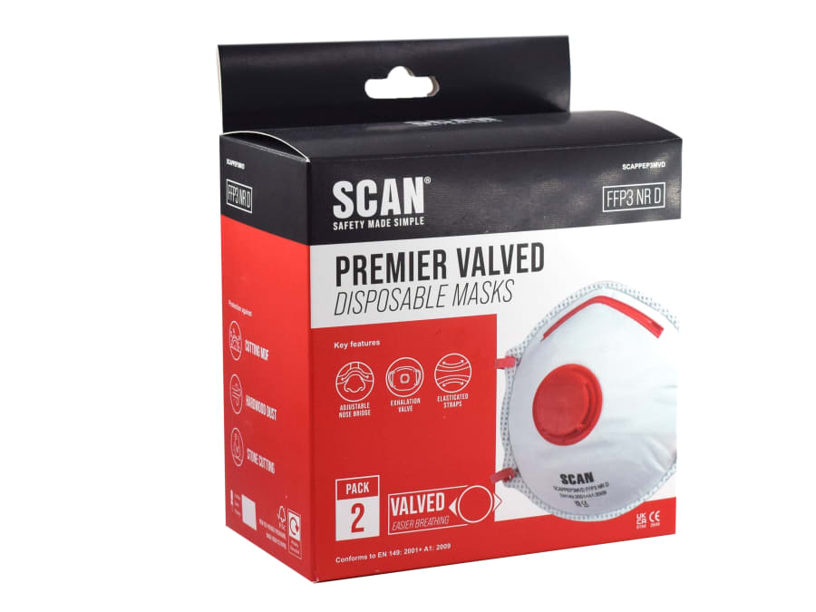 Scan DTC3CFD2 FFP3 Disposable Valved Masks Pack 2