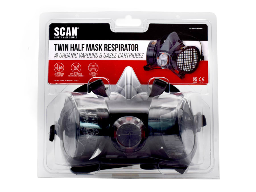 Scan BHT2130L5864F8110 Twin Half Mask Respirator with A1 Refills