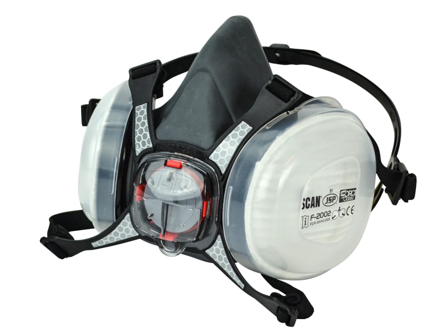 Scan BHT3830L5864F8002 Twin Half Mask Respirator with P2 Dust Filter Cartridges