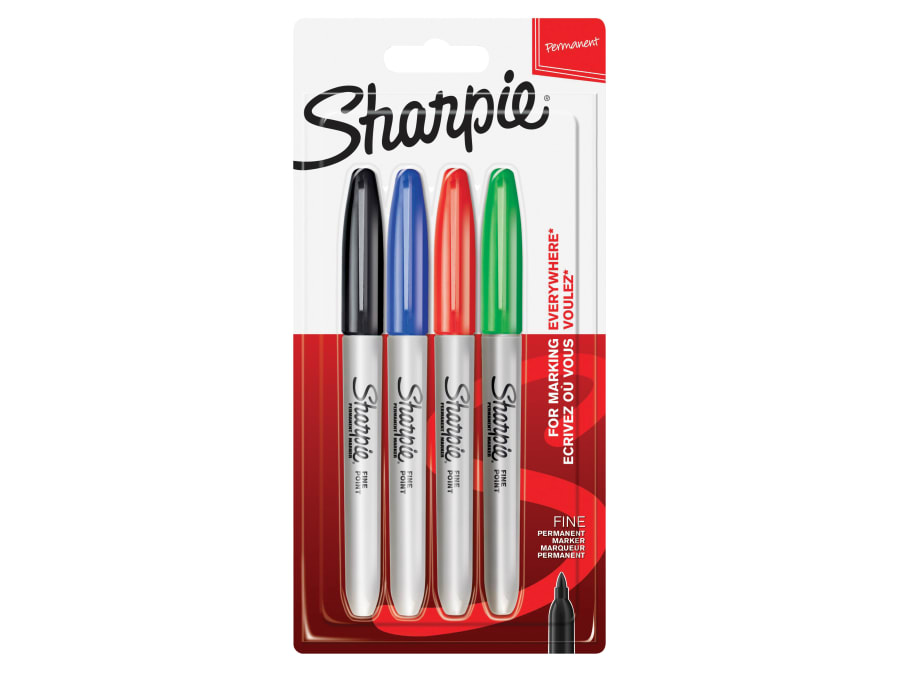 Sharpie 1985858 Fine Tip Permanent Marker Assorted with 4 Markers