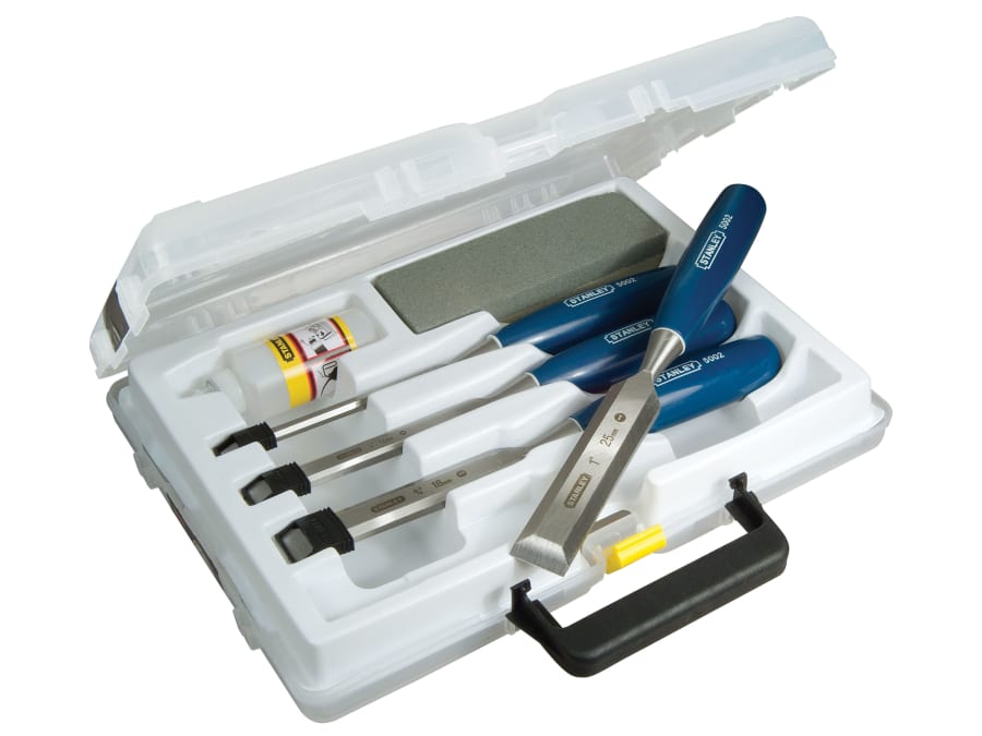 Stanley Hand Tools 016130 6 Piece Bevel Edge Chisel & Oilstone Set
