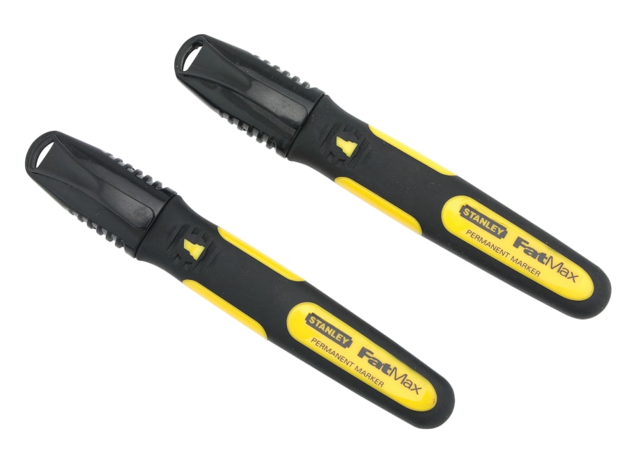 Stanley 047314 FatMax Chisel Tip Black Marker Pens with 2 Pens