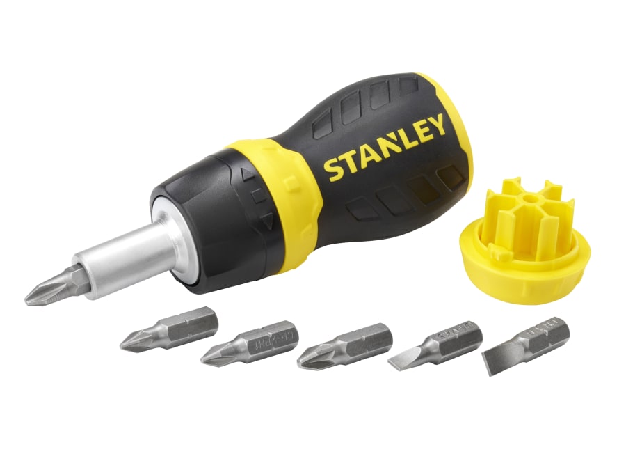 Stanley Hand Tools Stanley 066358 Stubby Ratchet Screwdriver with Bits