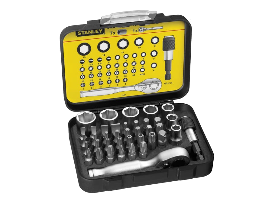 Stanley Hand Tools 113906 39 Piece 1/4in Drive Ratchet Bit & Socket Set