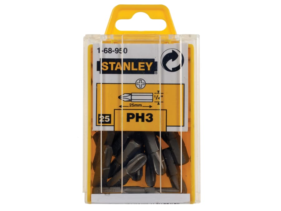 Stanley Hand Tools 168950 PH3 x 25mm Phillips Bits (Box 25)