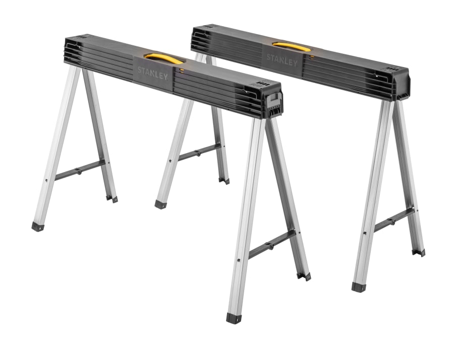 Stanley Hand Tools 197475 Folding Metal Leg Sawhorses Twin Pack
