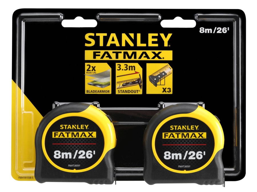 Stanley Hand Tools Stanley FatMax FMHT815585 Classic Tape Twin Pack 8m/26ft 32mm