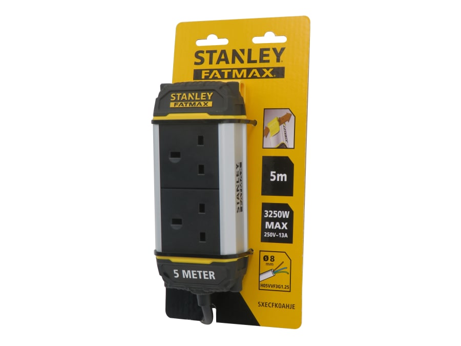 Stanley Electrical SXECFK0AHJE 2-Gang Powerboard with Belt-Clip 5m