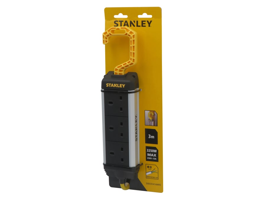 Stanley Electrical Stanley SXECFA1AHFE 3-Gang Powerboard with Foldable Hook 3m