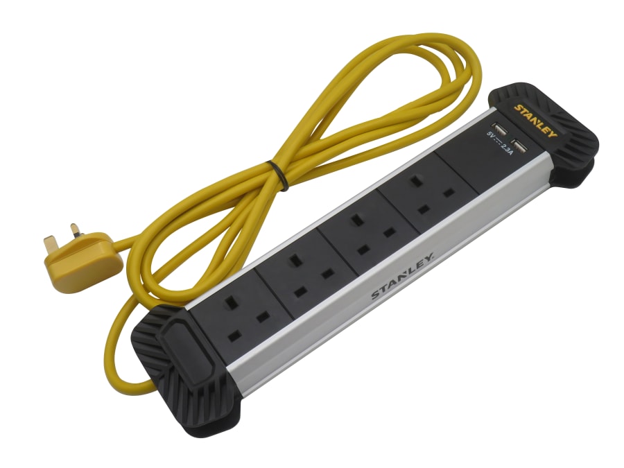 Stanley Electrical Stanley SXECFE2DHFE 4-Gang + 2 USB Powerboard with Cable Management 3m