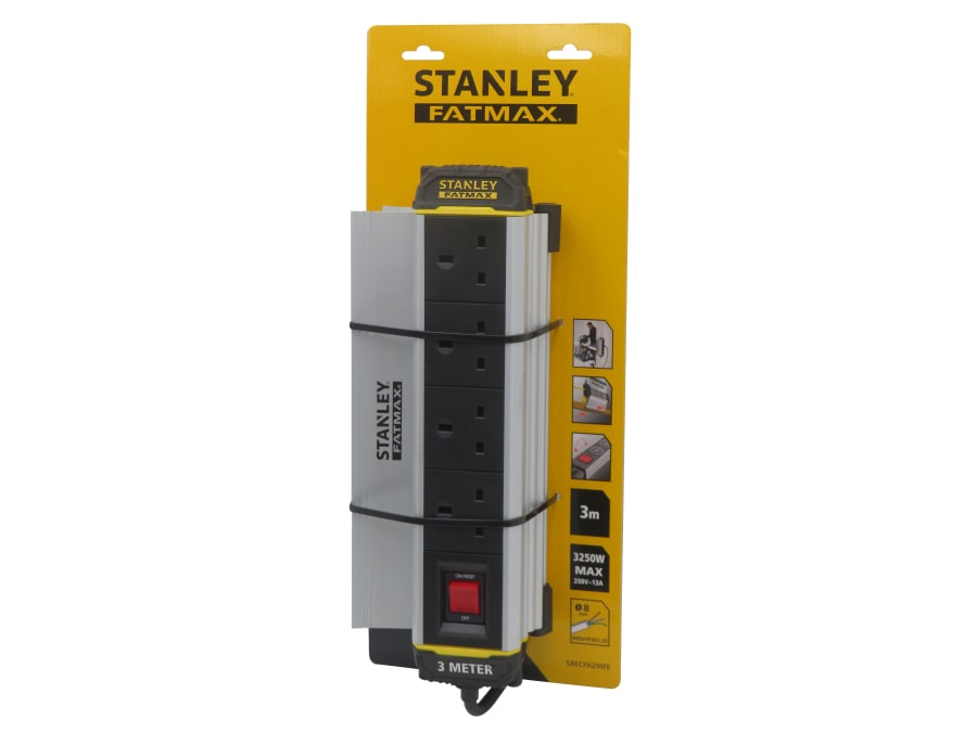 Stanley Electrical Stanley SXECFH2IHFE 4-Gang IP20 Powerboard with Clamp 3m