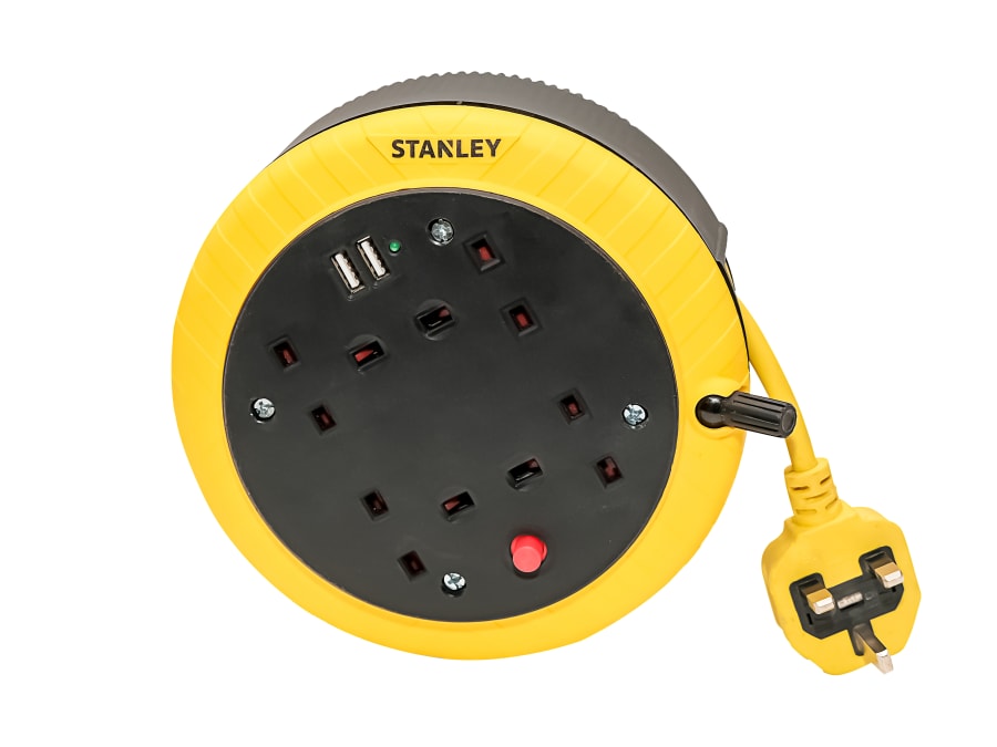 Stanley Electrical Stanley SXECGK2OHJE 240V 13A 4-Socket Cable Reel with 2 USB 5m