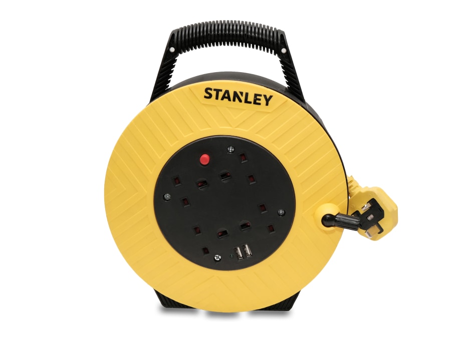 Stanley Electrical SXECGJ2OHME 7.5m 4-Socket + 2 USB Cable Reel