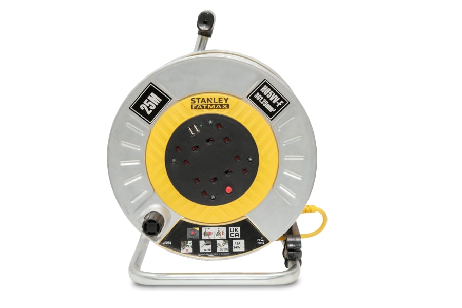 Stanley Electrical SXECGM2OHSE 25m 4-Socket Cable Reel with 2 USB