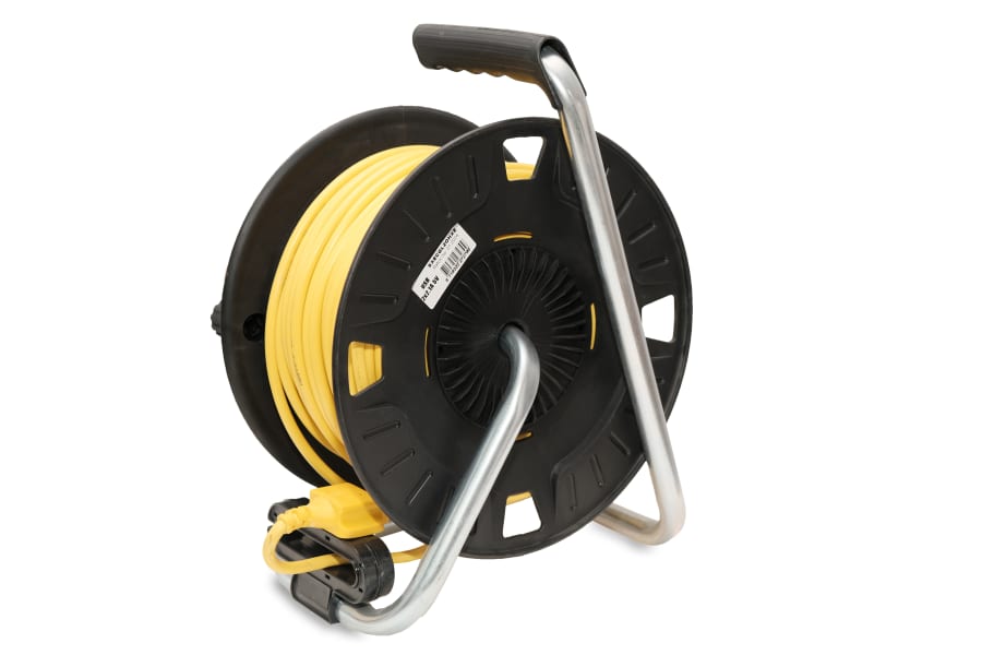 Stanley Electrical SXECGL2OHXE 50m Open Drum Cable Reel 240V 13A 4-Socket + 2 USB