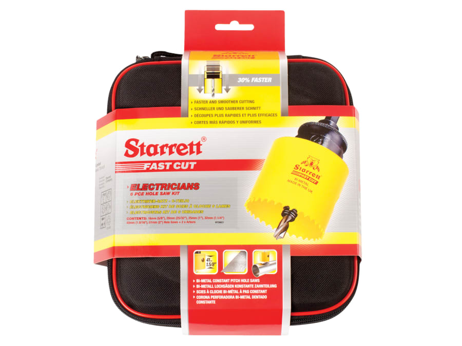 Starrett KFC06021 8 Piece Electrician's Holesaw Kit