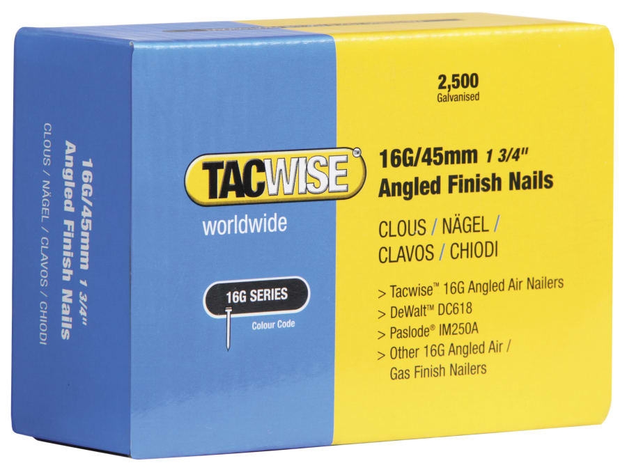 Tacwise 0770 16G Angled Finish Nails 38mm