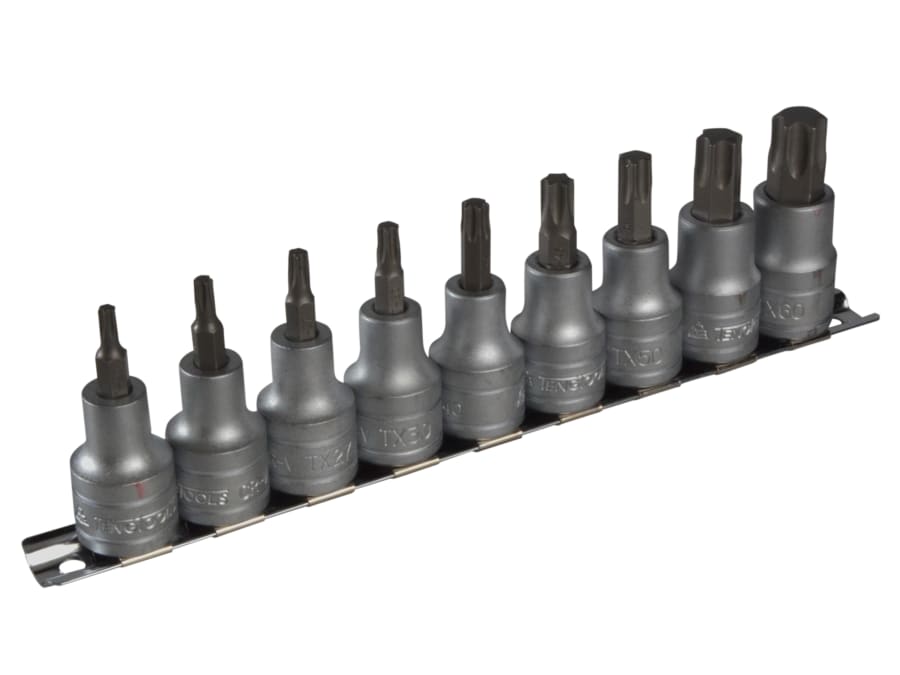 Teng M1213TX 1/2in Drive Internal TORX Socket Clip Rail Set of 9