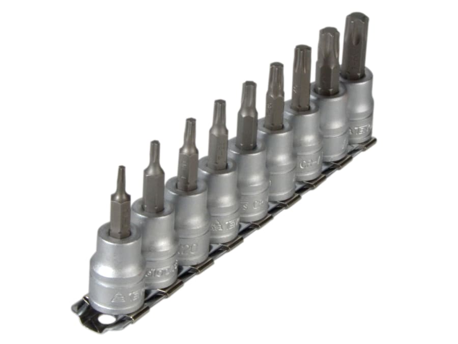 Teng M3813TX 3/8in Drive External TORX Socket Clip Rail Set of 9