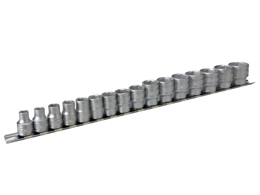 Teng M3816 3/8in Drive Socket Clip Rail Set of 16