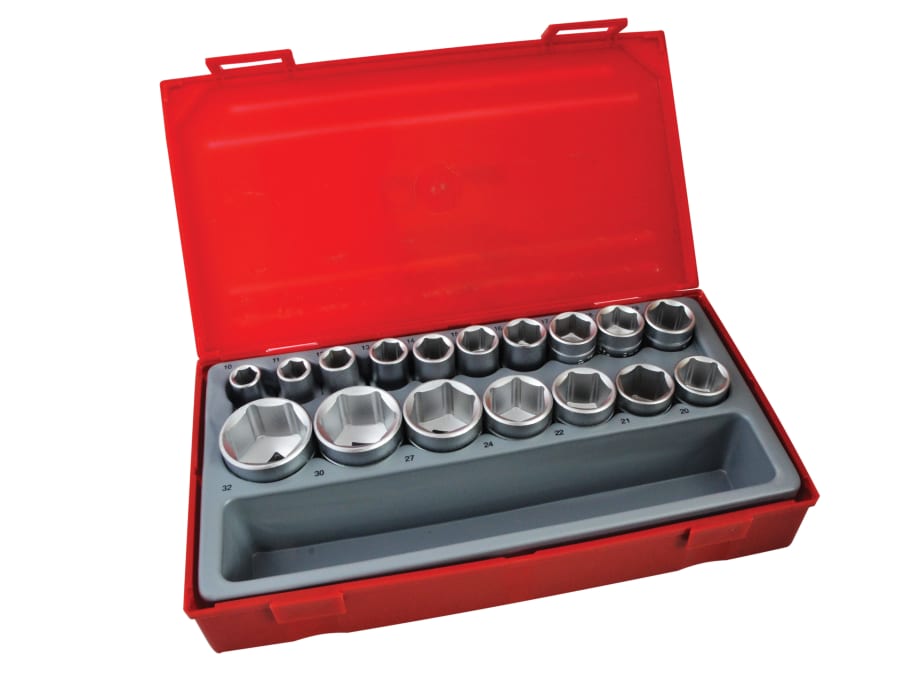 Teng TT12176 17 Piece 1/2in Drive 6-Pt Metric Socket Set