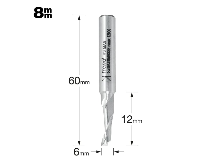 Trend 5006X8MMHSSE 8mm Helical Plunge Bit