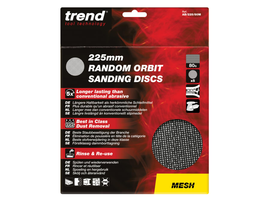 Trend AB22580M 225mm 80G Mesh Sanding Disc (Pack 5)
