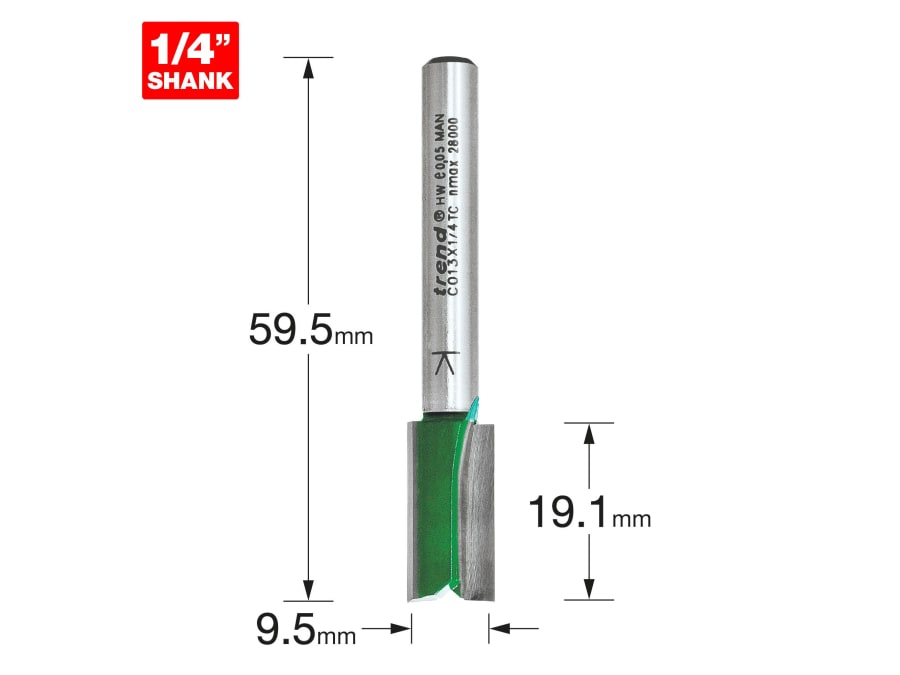 Trend C013X14TC 9.5x19.1mm Two Flute Cutter
