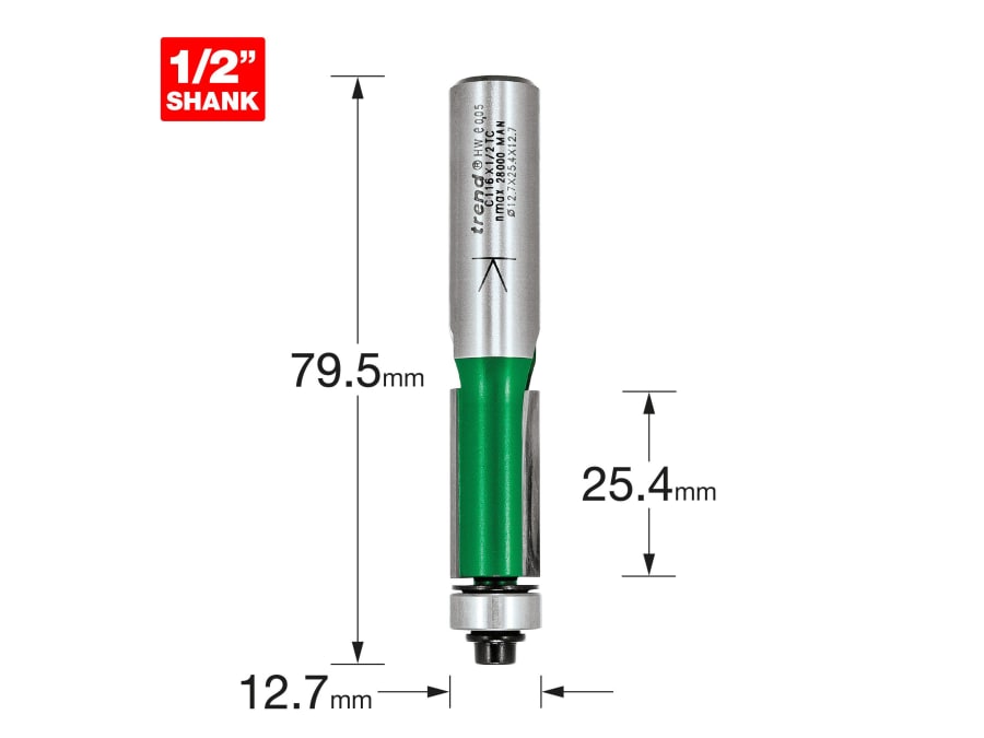 Trend C116X12TC 12.7 x 25.4mm Bearing Guided Trimmer Cutter