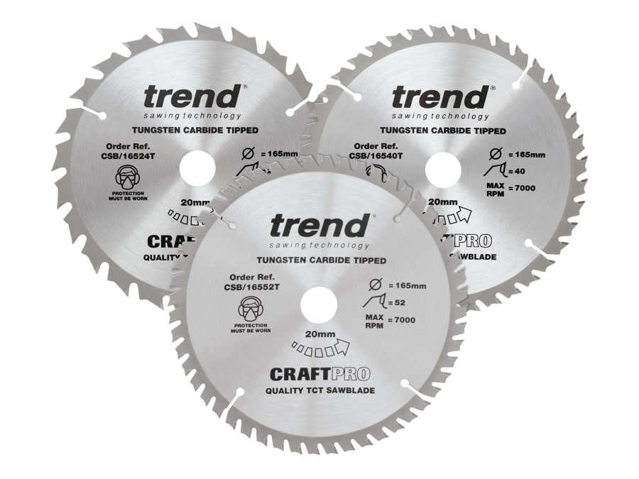 Trend CSB1653PKB 165mm x 20mm Saw Blade Pack of 3
