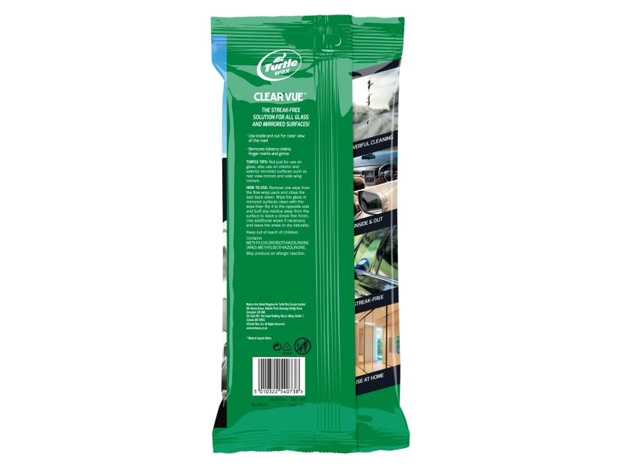 Turtle Wax 54073 Clear Vue Glass Cleaner Wipes