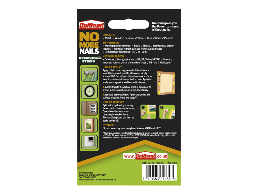 Unibond 2675762 No More Nails Mounting Tape Strips