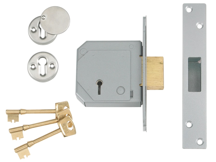 Union V3G114EPL67 67mm 5 Lever Mortice Deadlock Satin Brass