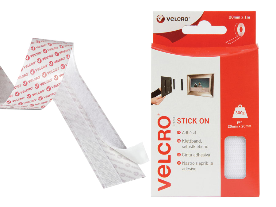 Velcro Brand 60210 Stick On Tape 20mm x 1m White