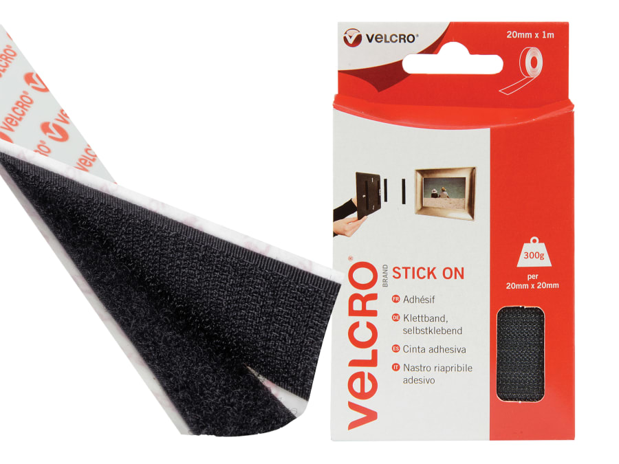 Velcro Brand 60211 Stick On Tape 20mm x 1m Black