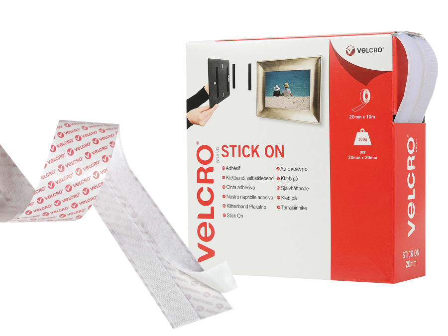 Velcro Brand 60219 Stick On Tape 20mm x 10m White