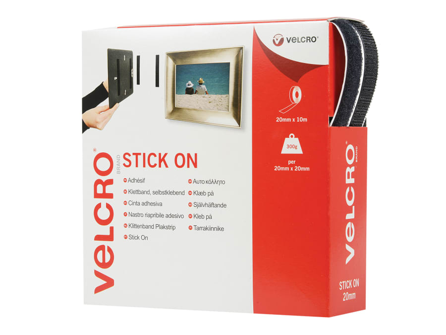 Velcro Brand 60220 Stick On Tape 20mm x 10m Black