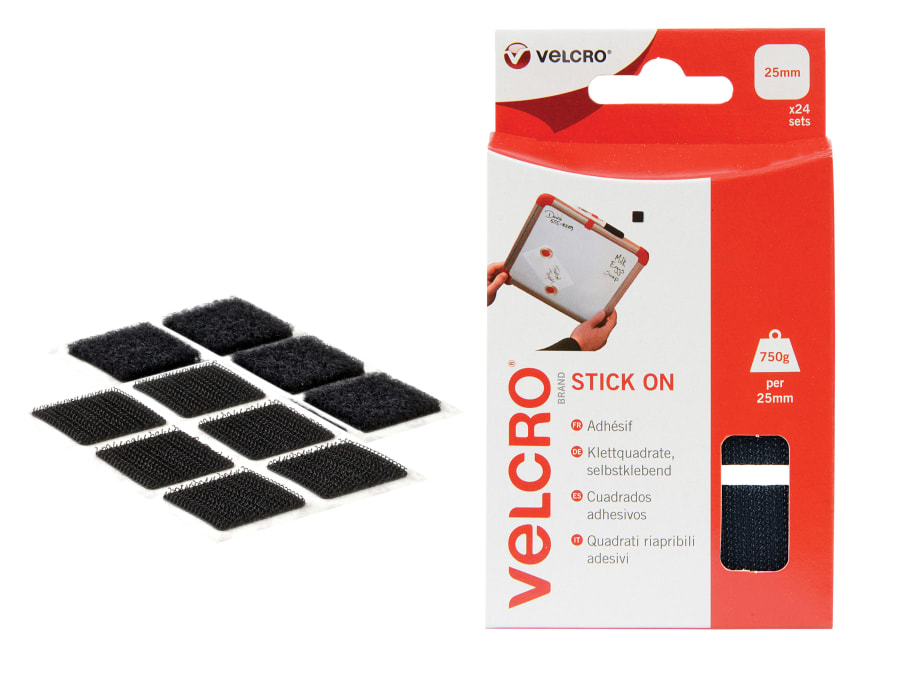 Velcro Brand 60236 Stick On Squares 25mm Black