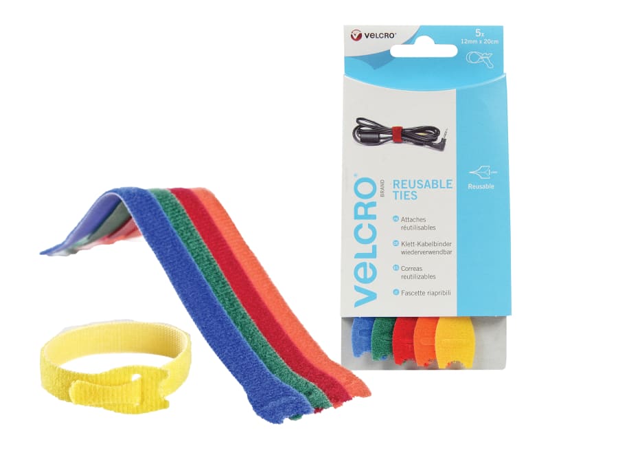 Velcro Brand 60250 ONE-WRAP Reusable Ties 12mm x 20cm Multi-Colour