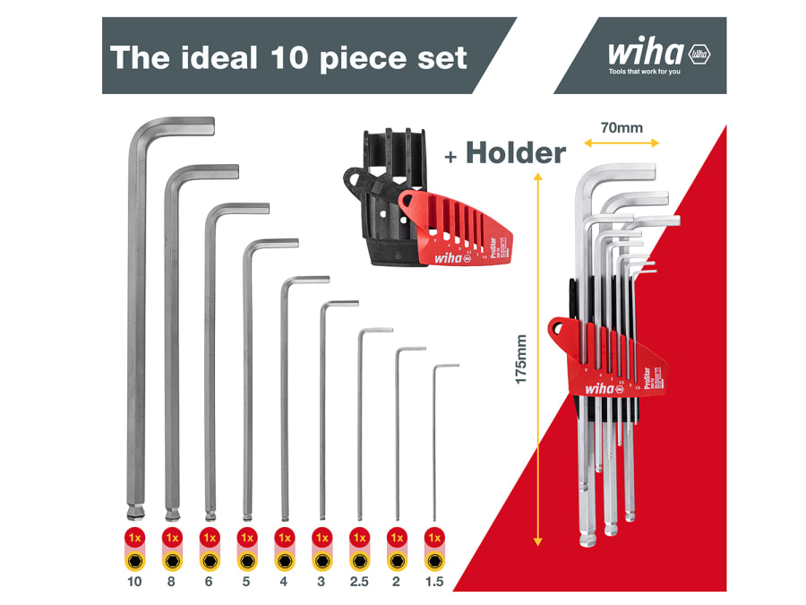 Wiha 07192 Hex Ball End L-key Set 9 Piece