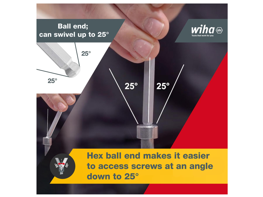 Wiha 07192 Hex Ball End L-key Set 9 Piece