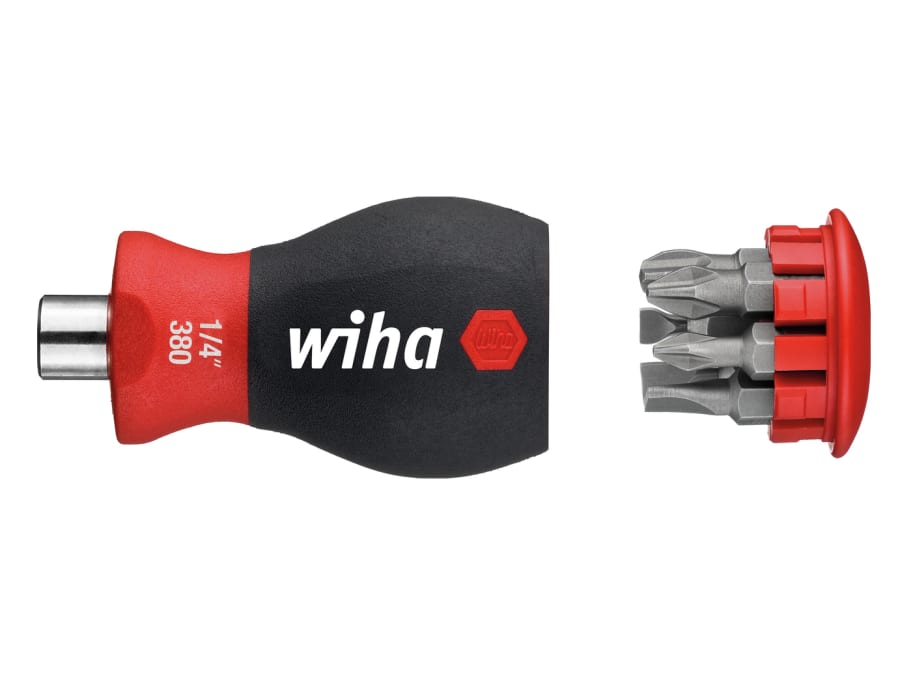 Wiha 33738 Magnetic SoftFinish Stubby Screwdriver with Bit Magazine