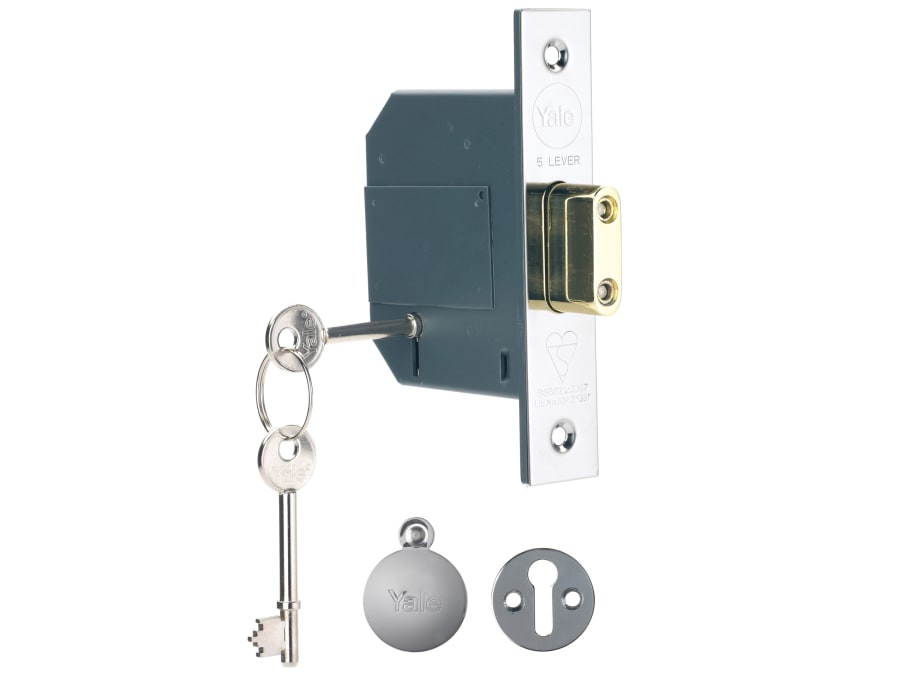 Yale Locks Yale 65562E11 68mm BS 5 Lever Mortice Deadlock Polished Chrome