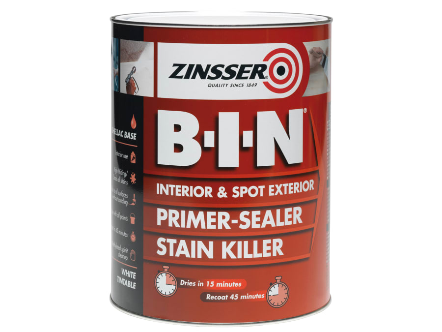 Zinsser ZN7020001C1 BIN Primer Sealer & Stain Killer White 2.5 Litre